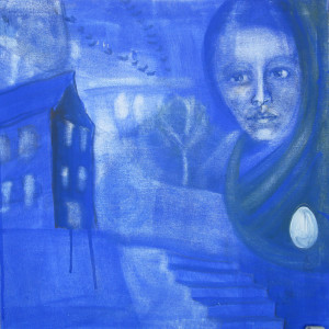 Reihe Blau "Das Haus" 2017 52x52cm Gouache auf Leinwand 